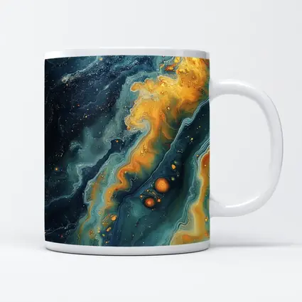 Navy Gold Swirling Abstract Fluid Art