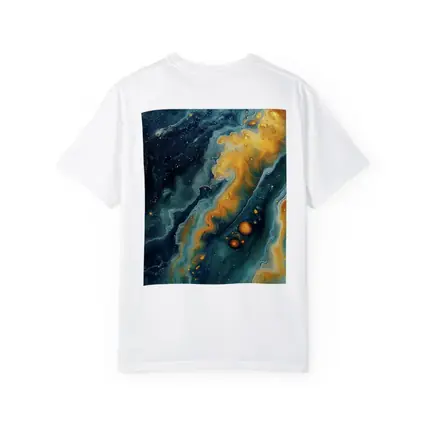 Navy Gold Swirling Abstract Fluid Art
