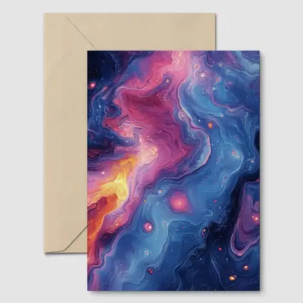 Cosmic Nebula Abstract Blue Purple Swirl Art