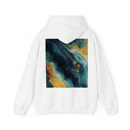 Teal Gold Marble Abstract Fluid Art