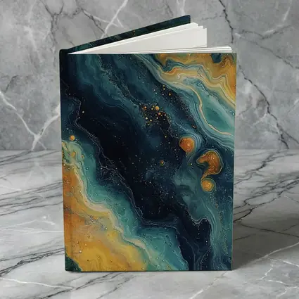 Teal Gold Marble Abstract Fluid Art