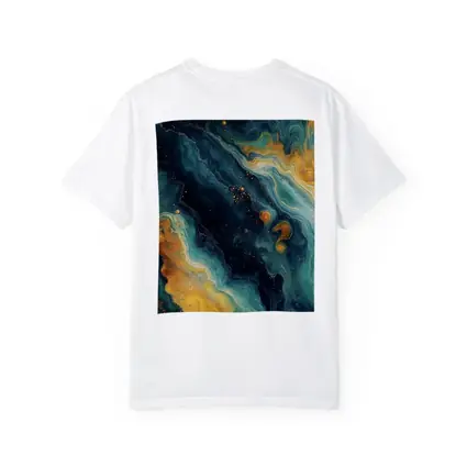 Teal Gold Marble Abstract Fluid Art