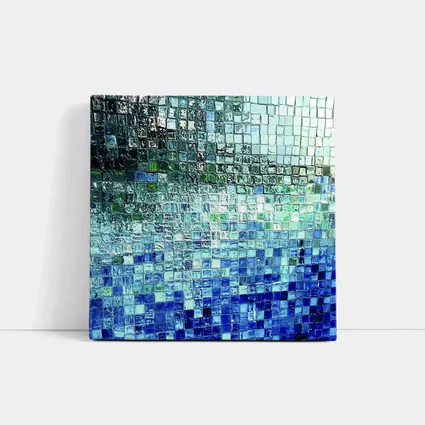Blue Glass Mosaic Tile Abstract Art