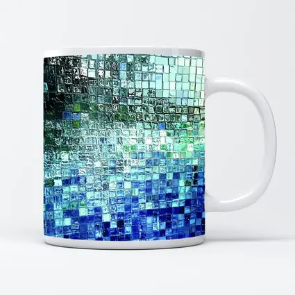 Blue Glass Mosaic Tile Abstract Art