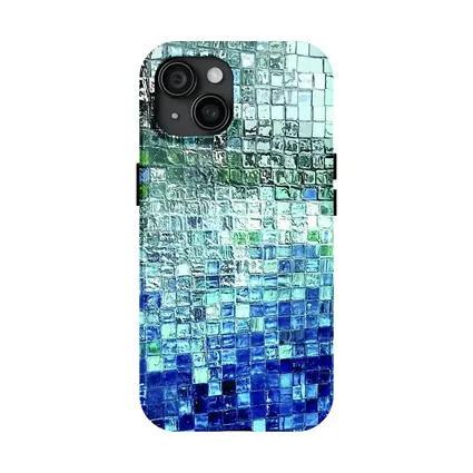 Blue Glass Mosaic Tile Abstract Art