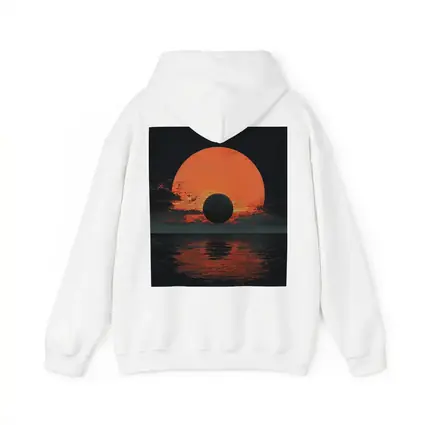 Dark Eclipse Over Red Ocean Sunset