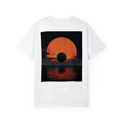 Dark Eclipse Over Red Ocean Sunset