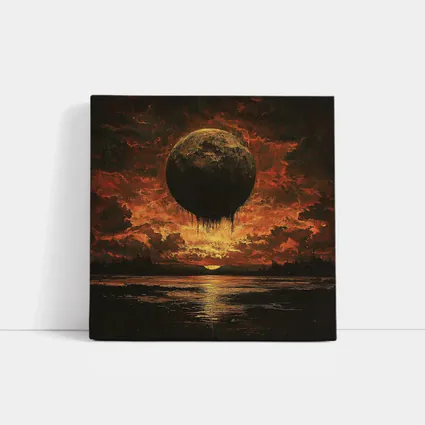 Dark Moon Falling Fiery Apocalyptic Sky