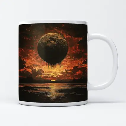 Dark Moon Falling Fiery Apocalyptic Sky