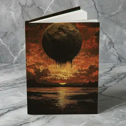 Dark Moon Falling Fiery Apocalyptic Sky