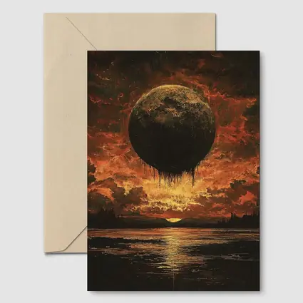 Dark Moon Falling Fiery Apocalyptic Sky