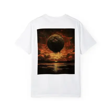 Dark Moon Falling Fiery Apocalyptic Sky