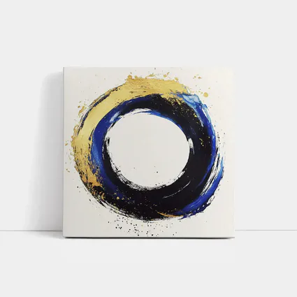 Blue Gold Circle Enso Abstract White Background