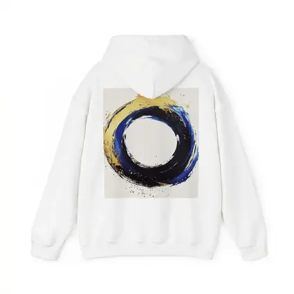 Blue Gold Circle Enso Abstract White Background