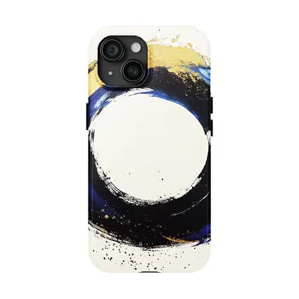 Blue Gold Circle Enso Abstract White Background