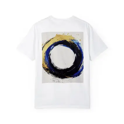 Blue Gold Circle Enso Abstract White Background