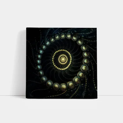 Dark Fractal Spiral Gold Glowing Abstract Art