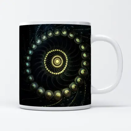 Dark Fractal Spiral Gold Glowing Abstract Art