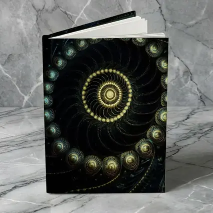 Dark Fractal Spiral Gold Glowing Abstract Art