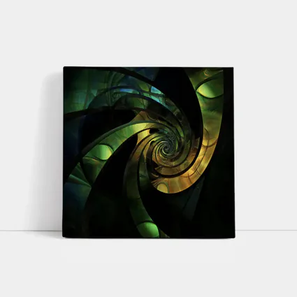 Dark Green Spiral Fractal Abstract Art