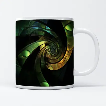 Dark Green Spiral Fractal Abstract Art