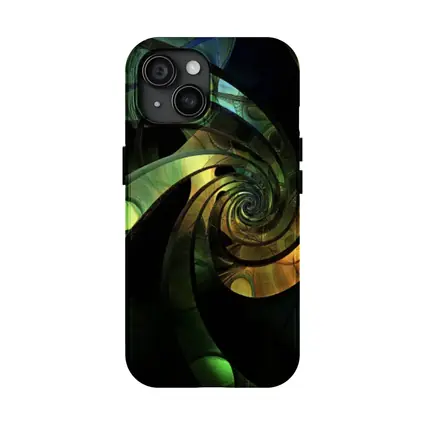 Dark Green Spiral Fractal Abstract Art