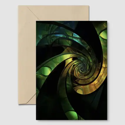 Dark Green Spiral Fractal Abstract Art