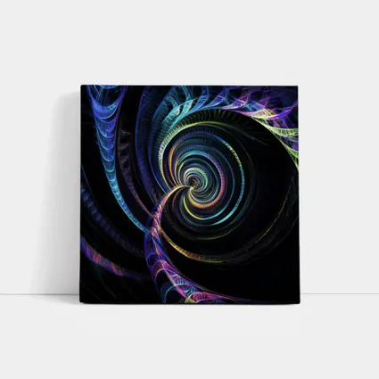 Colorful Fractal Spiral on Black Background