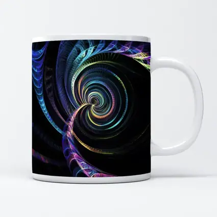 Colorful Fractal Spiral on Black Background