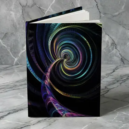 Colorful Fractal Spiral on Black Background