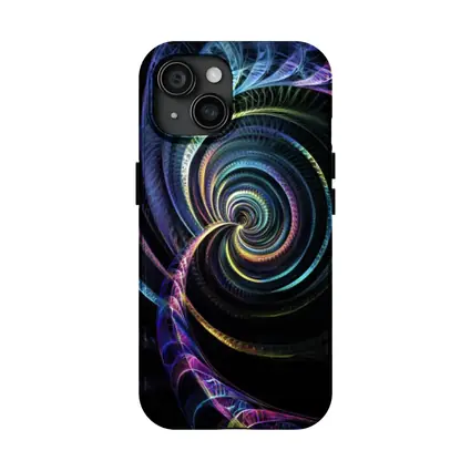 Colorful Fractal Spiral on Black Background