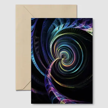 Colorful Fractal Spiral on Black Background