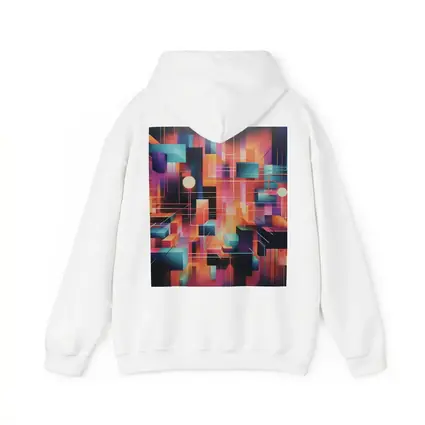 Geometric Abstract Coral Orange Purple Cubist Art