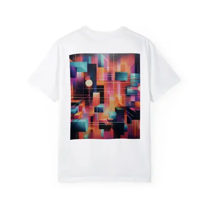 Geometric Abstract Coral Orange Purple Cubist Art
