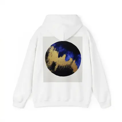 Gold Blue Black Abstract Circle Moon Art
