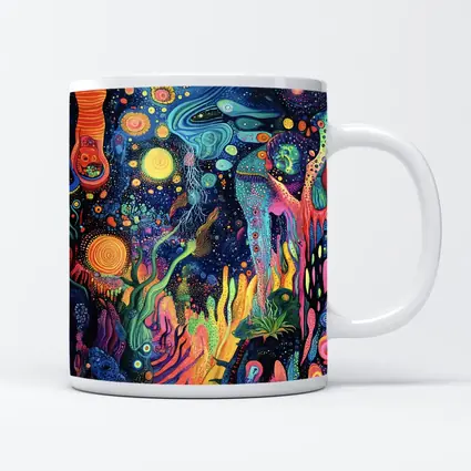 Psychedelic Cosmic Fantasy Art Dark Background