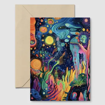 Psychedelic Cosmic Fantasy Art Dark Background