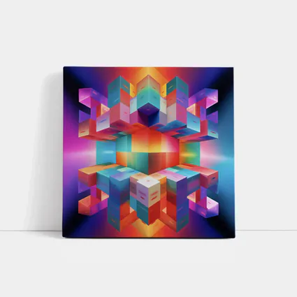 Colorful 3D Cubes Abstract Geometric Art
