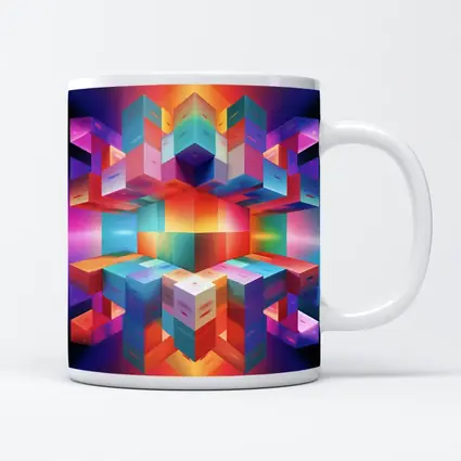 Colorful 3D Cubes Abstract Geometric Art