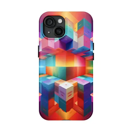 Colorful 3D Cubes Abstract Geometric Art