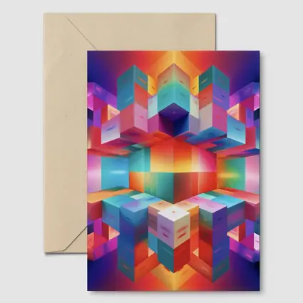 Colorful 3D Cubes Abstract Geometric Art