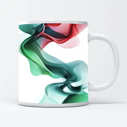 Flowing Abstract Waves Green Pink White Background