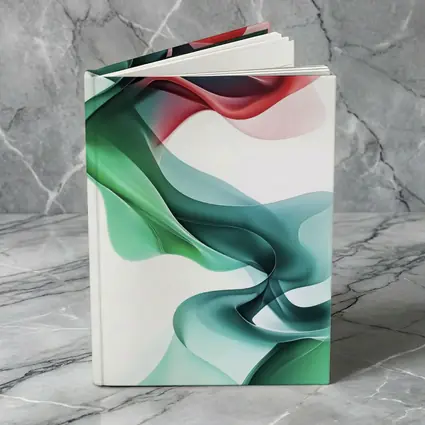 Flowing Abstract Waves Green Pink White Background