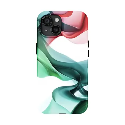 Flowing Abstract Waves Green Pink White Background