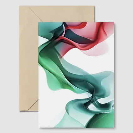 Flowing Abstract Waves Green Pink White Background