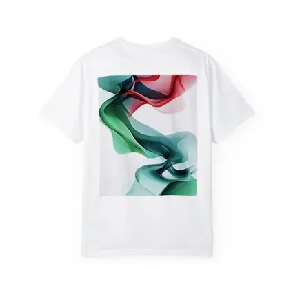 Flowing Abstract Waves Green Pink White Background
