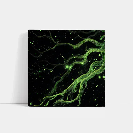 Glowing Green Organic Tendrils On Black