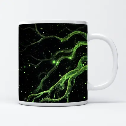 Glowing Green Organic Tendrils On Black