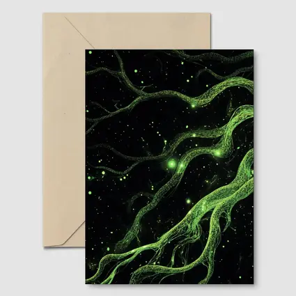 Glowing Green Organic Tendrils On Black