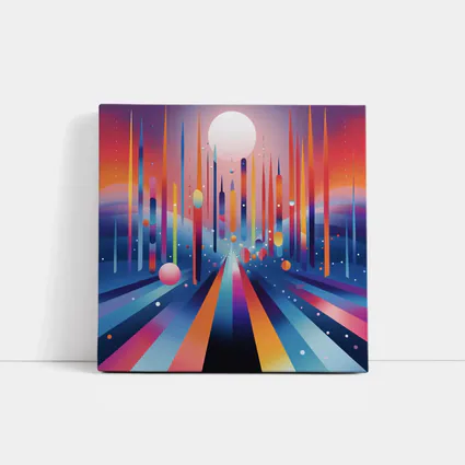 Colorful Abstract Geometric City Night Sky